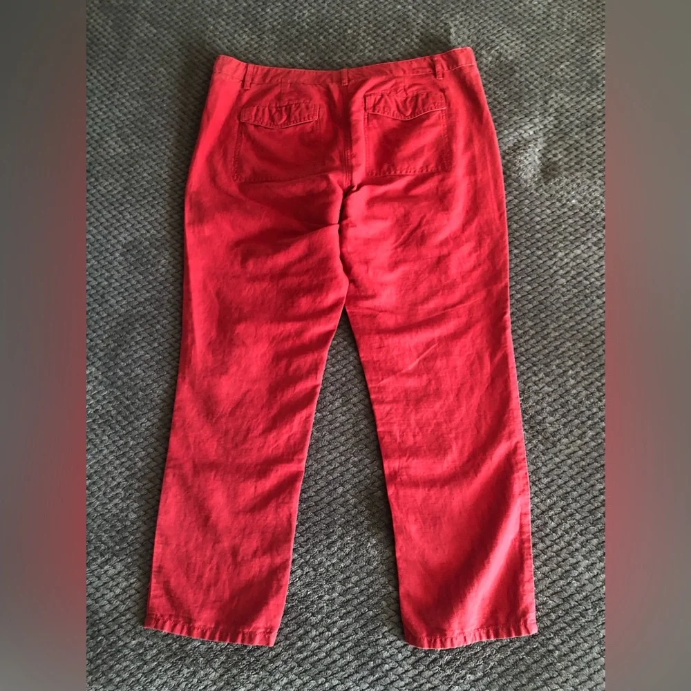Loft Slim Ankle Crop Mid Rise Linen Blend Pants size 14 - Picture 2 of 10